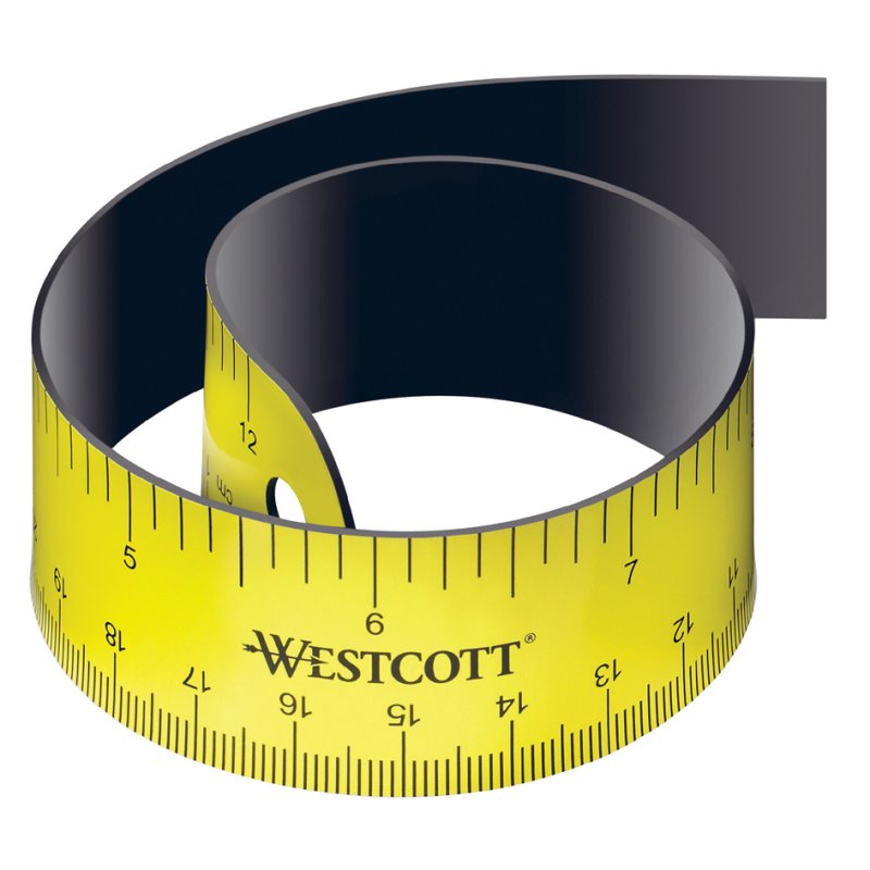 WESTCOTT platte liniaal 300 mm, flexibel magnetisch, zwart/geel
